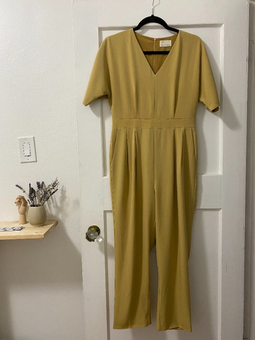 Our Second Nature Yarrow Mustard Tailored Jumpsuit L